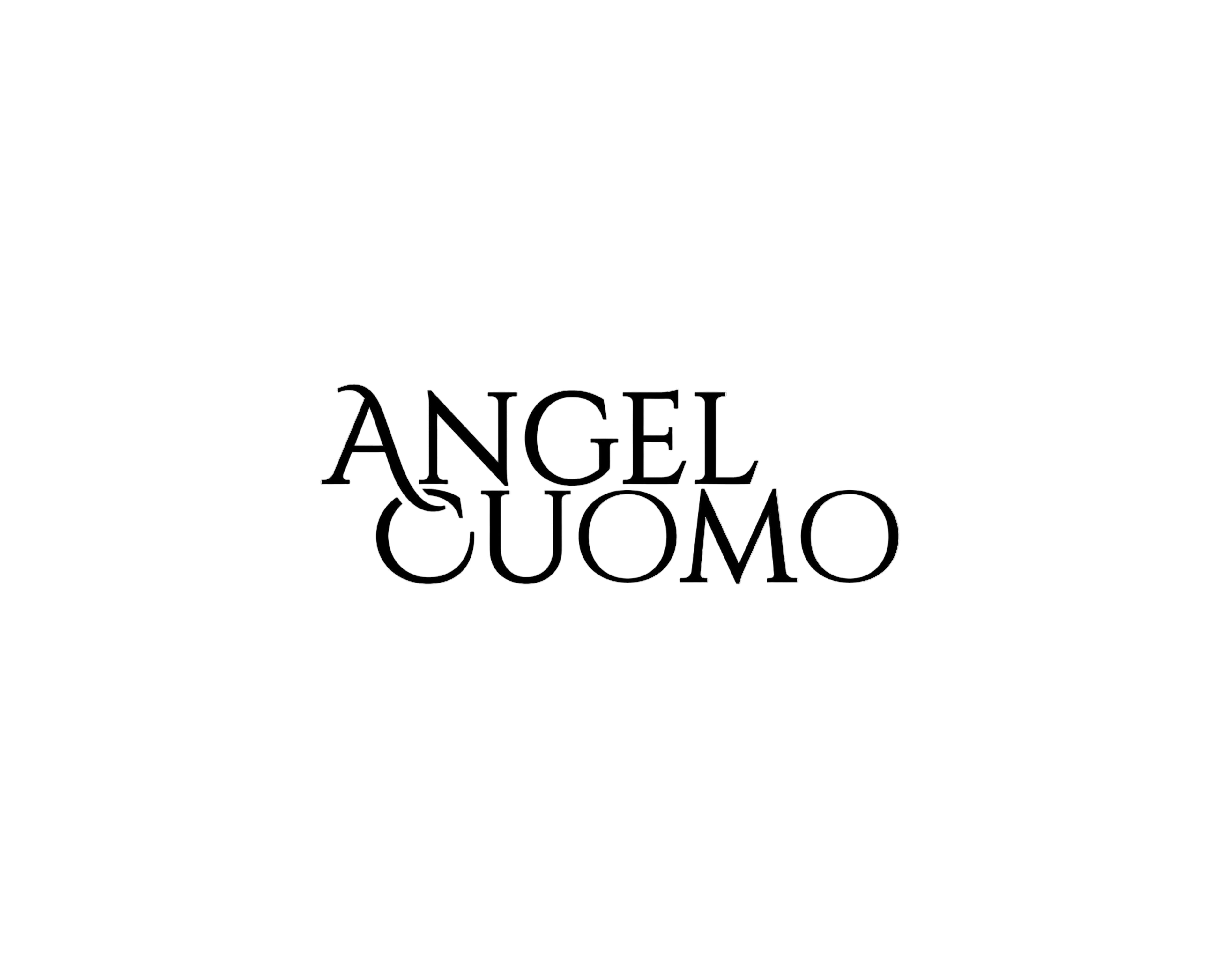Black 'Angel Guomo' logo on a white background
